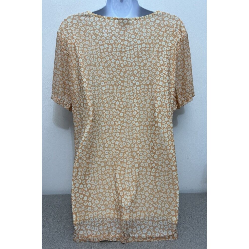 Torrid Floral Peach Print‎ Short Sleeve Top,  Surplice, Ruched Sides,Womens 2XL - Picture 7 of 8